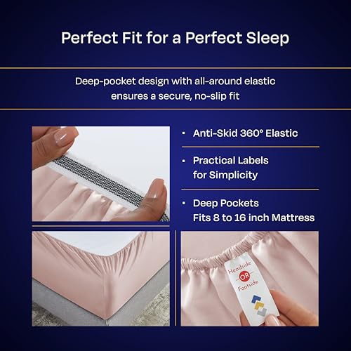 California Design Den Thick and Natural 100% Cotton Sheets Queen Size Bed Set - Luxury 1000 Thread Count Sateen, Deep Pocket Sheet Set, Soft, Breathable and Durable Bedding - Sepia Rose