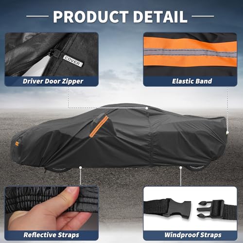 Image of X AUTOHAUX Car Cover for Chevrolet Corvette C8 Aluminum Film Outdoor Waterproof Sun Rain Snow Hail Protection with Driver Door Zipper