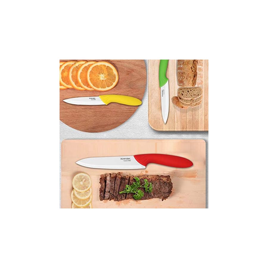 Knendet Ceramic Knife Set, 4 Piece Ultra -Sharp Professional Kitchen Chef Knives with Sheath Covers, Used for Cooking Vegetable Fruit and Bread