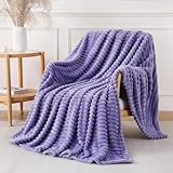 YIICKO Lavender Throw Blanket for Couch Sofa 50x60 inches Striped Fleece Blankets Room Home Decor Lightweight Plush Soft Cozy Gifts for Women Mom Girls