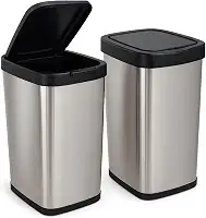 Kit 2 Lixeira Cesto De Cozinha Banheiro Tampa Click 9l modelo Inox