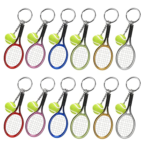 Porte-clés mini raquette tennis cadeau sport 12 pièces pour passionnés