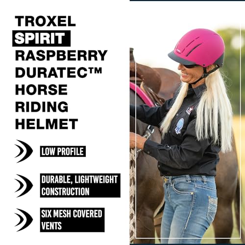 Troxel Spirit Full Coverage Horse Riding Helmet, Low-Profile Adjustable Design, Safety Horseback Riding Gear, Medium (7 - 7-3/8), Raspberry Duratec by Troxel - Image 2