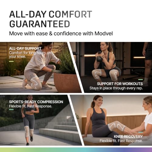 Image of Modvel 2 Pack Knee Brace for Women - Knee Support for Walking, Knee Compression Sleeves for Pain Relief, Knee Sleeves for Women, Knee Brace for Sports, Workouts & Arthritis