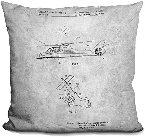 LiLiPi Helicopter Blueprint Decorative Accent Throw Pillow