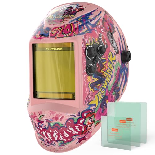 YESWELDER Welding Helmet Auto Darkening Blue Light Block 1/1/1/1 True Color Soldering Iron Mask with 4 Arc Sensors, Wide Tone 3/5-9/9-13 for TIG MIG ARC Cut and
