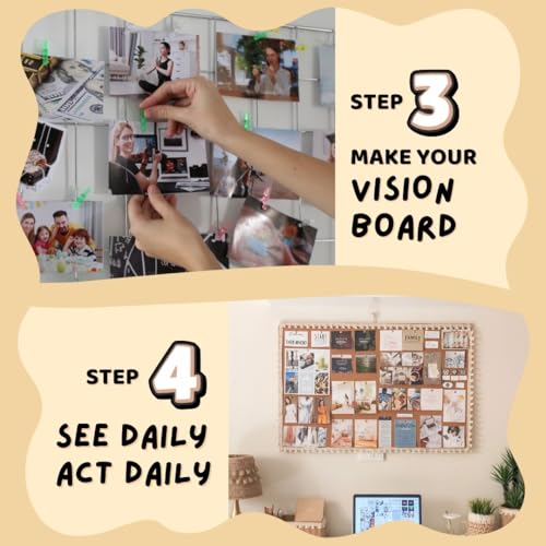 Image of Manifestation Poster | 2026 Vision Board Supplies (200+ Elements, 12 A4 Sheets, A4 Board with Hook) Aesthetic | Life Goals Quotes Daily Affirmations for Women | Manifestation Posters | Manifest Dream Life Poster for Wall