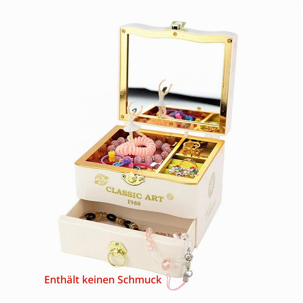 Faderr Spieluhr Spieluhr Geschenkbox Hochzeit rotierende Spieluhr Tänzerin Schmuck Musikbox Schmuck Aufbewahrung Schublade Ballerina tanzendes Mädchen Ornamente Spieluhr