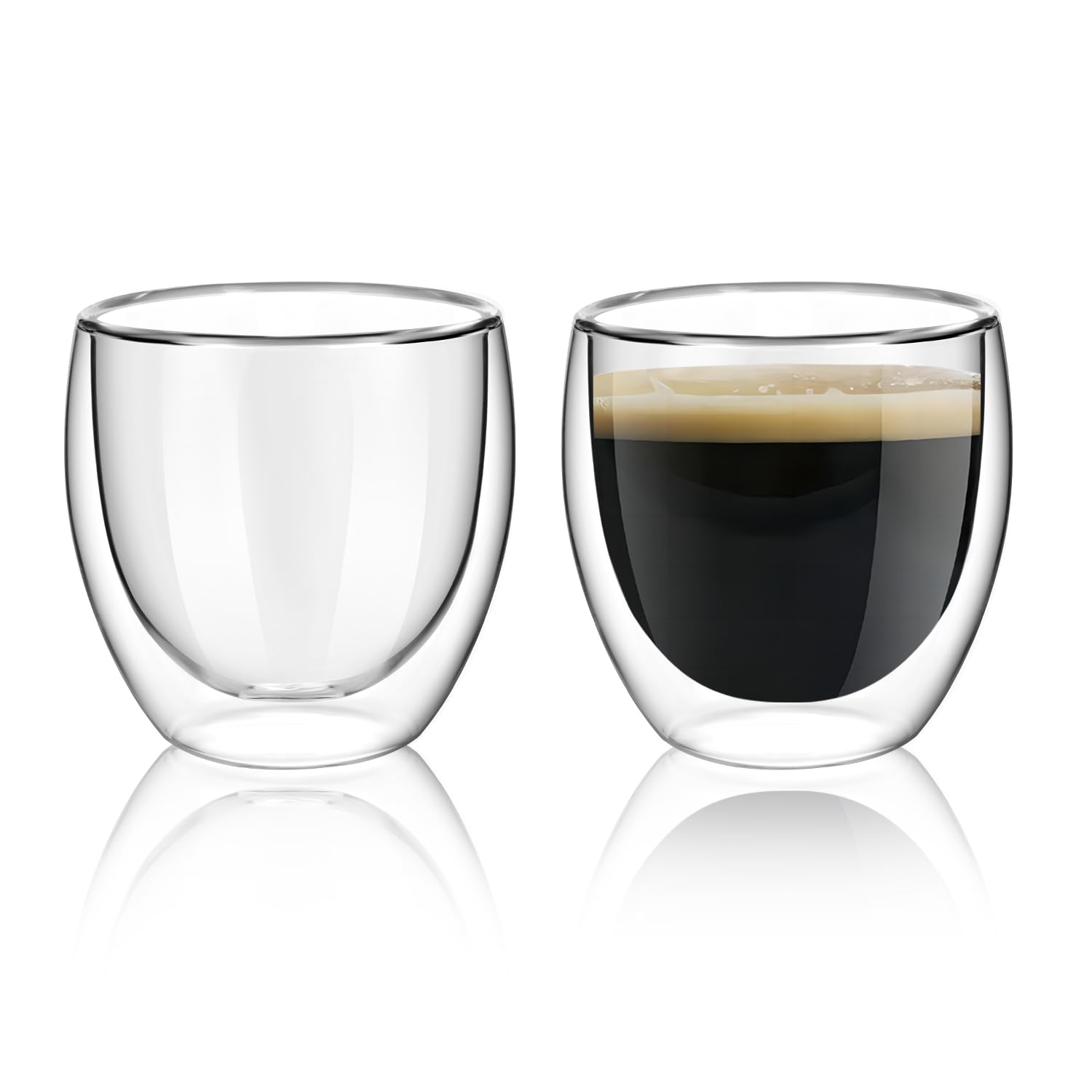 SCJHMY Double Wall Insulated Glasses Mugs (Set of 2),Coffee Mugs,Tea Cups,Drinking Glassware for Cold or Hot Drinks (250ML)