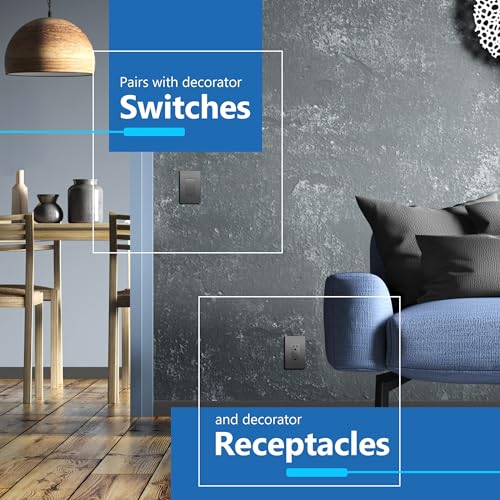 Image of LIDER Decorator Switch Cover, Screwless Wall Plate, Mid-Size 1-Gang 4.88 inch x 3.11 inch, LSWP-31M-SG, UL Listed, Thermoplastic, Matte Space Gray, 1-Pack