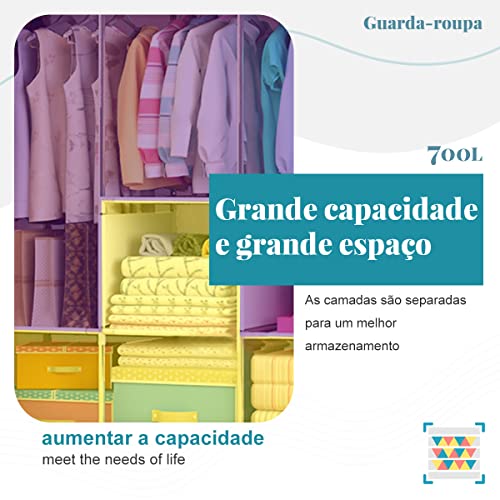 Guarda Roupa Portatil Para Armazenamento de Roupas com Prateleiras Guarda Roupa à Prova de Água e Po