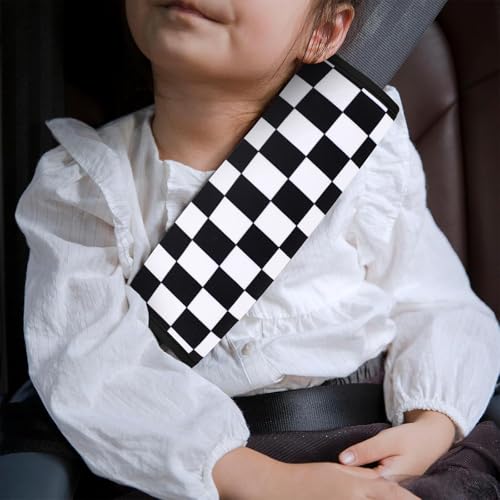 Image of YR Seat Belt Cover for Kids, Soft Comfort Seat Belt Cushion for Children, Cute Cartoon Pattern Car Seat Belt Pads Cover for Girls and Boys, 1 Pack (Checkerboard Pattern)