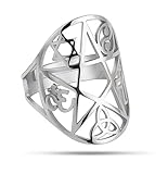 Only faith Anillo Pentagrama para Mujer sortija Ajustable de Acero Inoxidable Geometria Sagrada Magico Protector (Pentagrama Plateado)