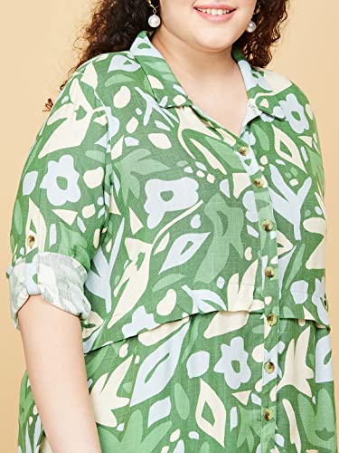 Image of Max Plus Size Women Printed Spread Collar Casual Shirt