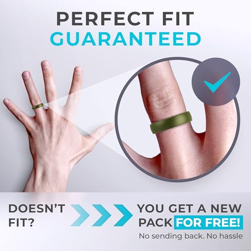 Image of ThunderFit Silicone Rings for Him and Her, Rubber Engagement Bands Unisex - 1 /4 /5 /7 /8 Variety Multipack