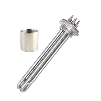 DN32 1 1/4"" Tubular Heating Element 220V Electric Water Heater Immersion Type Heating Resistor 3kw/4.5kw/6kw/9kw CheerfullyHeater Female Thread,9KW