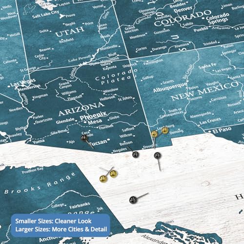 Image of IPIC - Antique Blue USA Travel Map, Pin Board Canvas Wall Art, Travel Map with Pins Included, Ready to Hang for Home or Office, 40x30 Inch