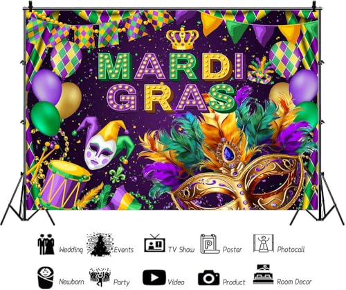 Fondo Fotográfico Mardi Gras 7X5FT Vinilo miniatura 5