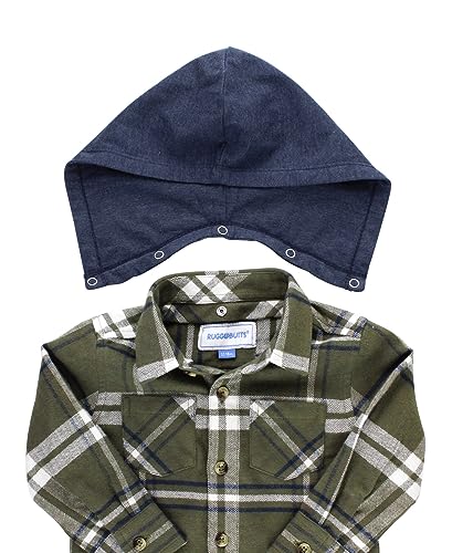 Image of RUGGEDBUTTS Boys Solid Cotton Long Sleeve Button Down Shirt with Button Tabs