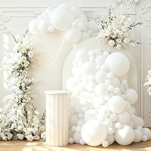 Image of 108Pcs Double Stuffed White Balloon Garland Arch Kit