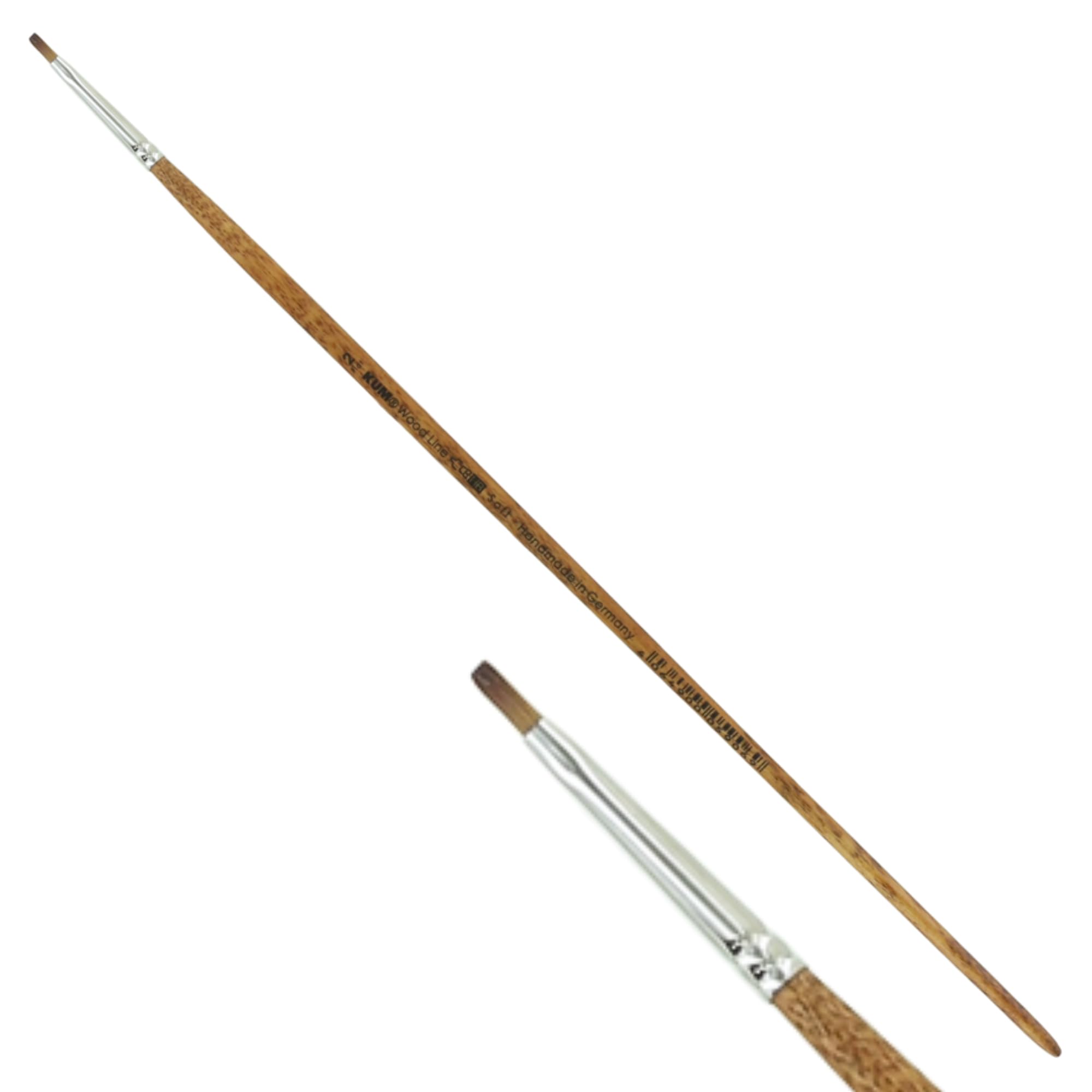 KUM 5125311 - Acrylic and Oil Brush Wood Line, Flat, Size 2, for Artists, Artist Brushes, Art Supplies