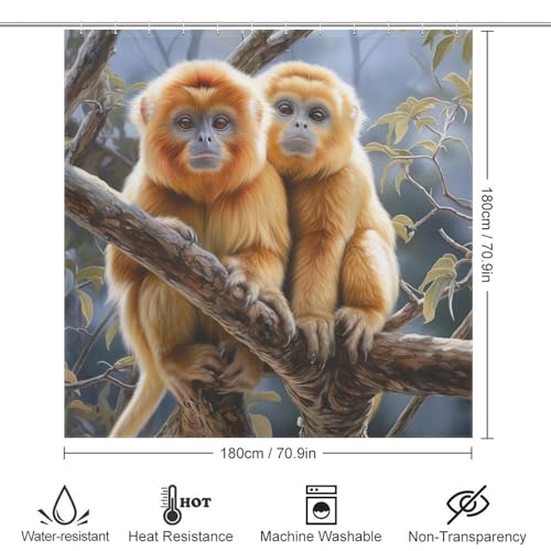 Rideau de douche singe en polyester 183x183 cm avec 12 anneaux inclus - 4