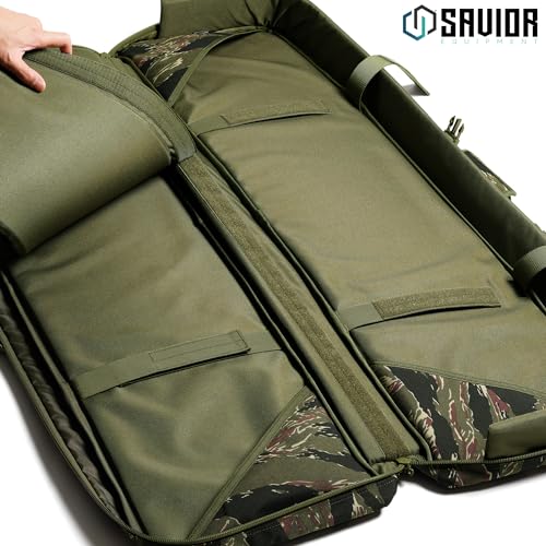 Savior Equipment American Classic Tactical Double Long Gun Bag Pistol Transportation Case w/Backpack Strap, 46 Inch Tiger Stripe - image 2