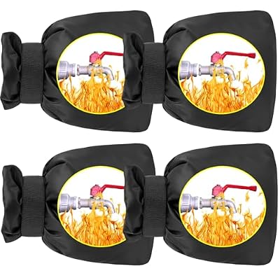 Ponpon Outdoor Faucet Cover for Winter, 6.3" W x 9" H Garden Faucet Socks for Freeze Protection, Reusable Waterproof Thickened Outside Yard Insulated Spigot Cover (4)