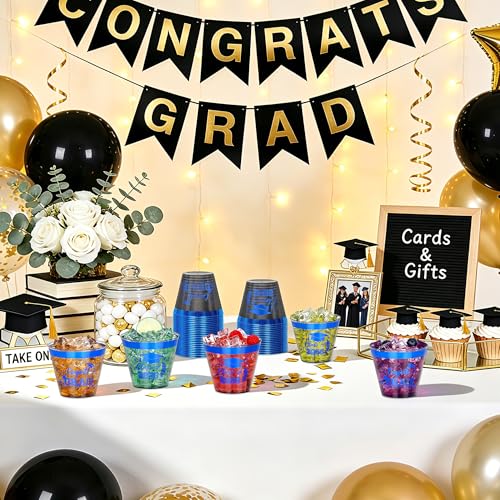 Image of 50 Pack 9 oz Graduation Cups,2026 Blue and Black Graduation Plastic Cups,Blue and Black Disposable Congrats Grad Party Cups for Class of 2026 Decorations School Party Favors Supplies