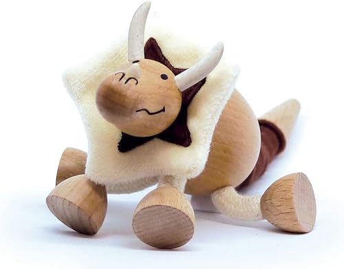 Miniatura 4 de Anamalz Juguete de dinosaurio Triceratops de madera para niños pequeños divertido y posable para el aprendizaje temprano madera natural lisa niños y