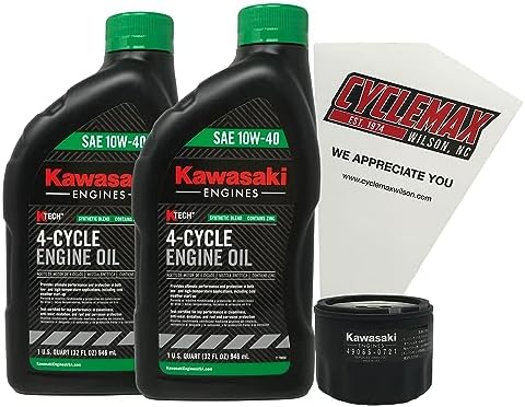 CYCLEMAX 10W-40 Oil Change Kit Compatible with Kawasaki 49065-072...