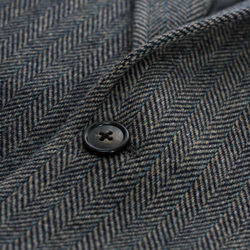 Image of PJ PAUL JONES Mens Herringbone Blazer Vintage Tweed Wool Blend Sport Coat Jacket