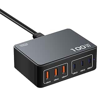 6ポートUSB-C PD急速充電ステーション 6ポート充電器 アダプター 急速充電 急速充電器合計120W Quick