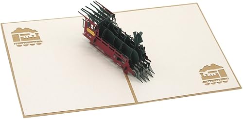 Miniatura 3 de HLXFF3 Cute Star Retro Train 3D Pop Up Tarjetas de felicitación con sobre, regalo para el Día del Padre, Día de Acción de Gracias, cumpleaños, mejor