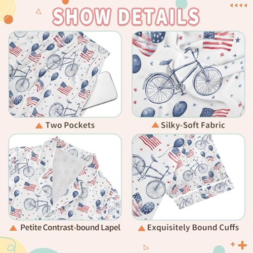 senya Bicycle Balloon Flag Satin Summer Pajama Sets Silk Short Sleeve Button Down Sleepwear3