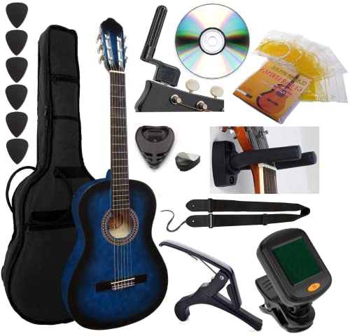 Pack Guitare Classique 3/4 (Enfant) 6 Accessoires Cour Vidéo et CD (Bleu) - Les Beatles, Paul McCartney, John Lennon, RIngo Starr, George Harrison Pack Guitare Classique 3/4 (Enfant) 6 Accessoires Cour Vidéo et CD (Bleu)