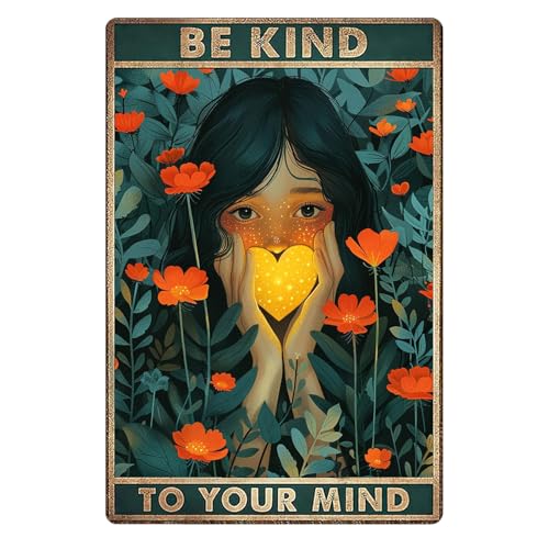 Muorruo "Sé Amable con tu Mente Póster Vintage, Arte de Pared Bohemio, póster Vintage, Regalos motivadores para Mujeres, Oficina en casa, Dormitorio, Sala de Estar, decoración de Pared, Estilo 2