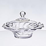 max. Durchmesser: ca. 21 cm CRISTALICA Dose Konfektdose Bonbondose Diamonds Transparent mit Funkelnden Steinchen Besetzt Kristallglas D 21 cm