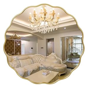 30″*30″ Gold Wave Round Mirror, Vanity Mirror, Modern Wall Mirror Decoration, Wall-Mounted Rust Resistant for Bathroom, Bedroom, Living Room, entranceay