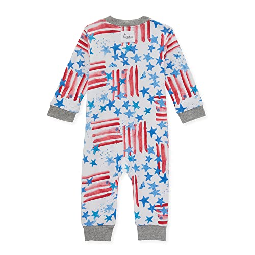 Burt's Bees Baby Baby Boys' Sleep And Play Pajamas, 100% Organic Cotton One-Piece Romper Jumpsuit Zip Front Pjs, Red, White & Blue #TOP1