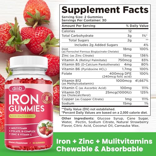 Dilib Iron Gummies With Multivitamin, Iron Supplement For Women & Men With Zinc thumb #6