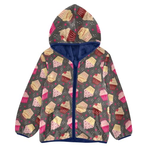 Valentine's Day Cupcakes Girls Fleece Jacket Girls Fall Jacket Girls Zip Up Hoodie Girls Sherpa Jacket 2-10T