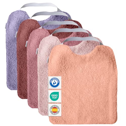 MIMUSELINA Set aus 5 Große Frottee Lätzchen Baby Wasserdicht Wiederverwendbar aus Baumwolle Premium mit Elastischem Hals | Hochwertige OEKO-TEX Lätzchen Baumwolle Ohne Plastik