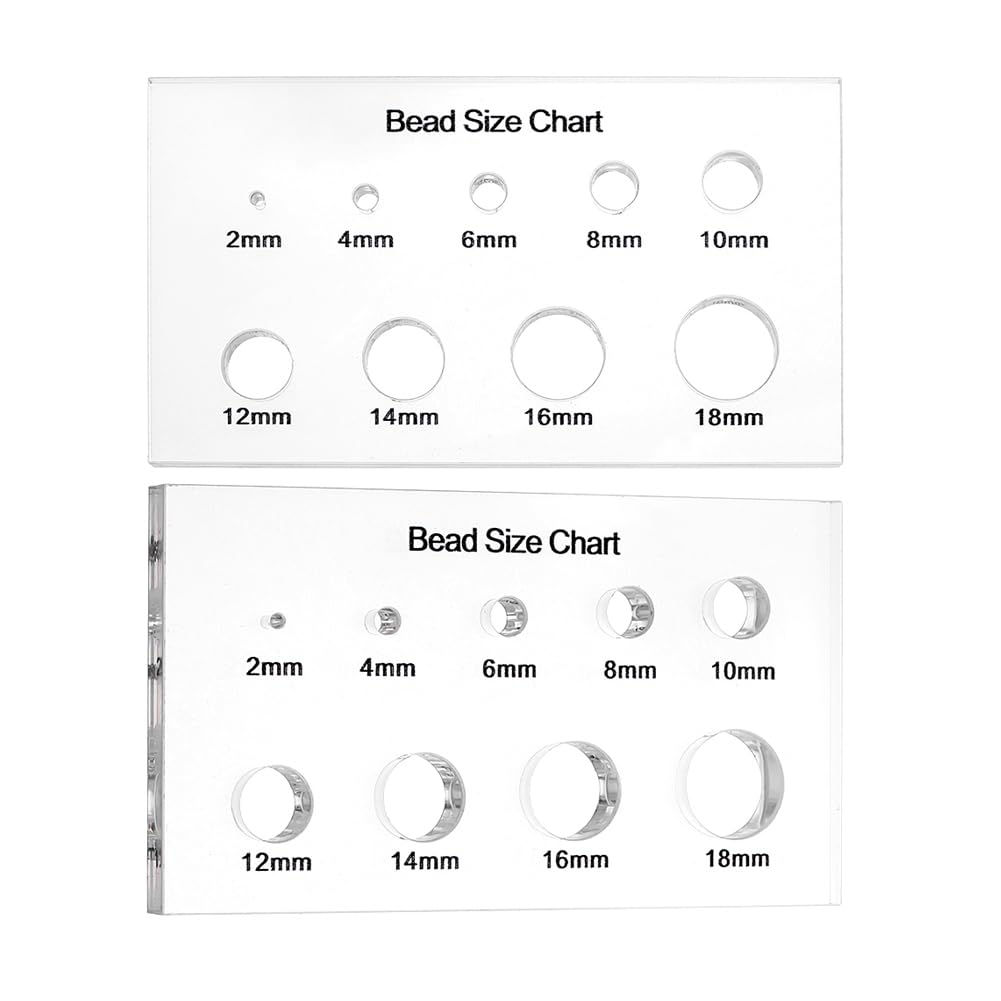 PH PandaHall 2pcs Bead Measuring Ruler Acrylic Measuring Tool Bead Size Chart Board Clear Circle Template Multi-Function Geometric Stencil Rulers for Beads Stones Gem Diamond 2/4/6/8/10/12/14/16/18mm