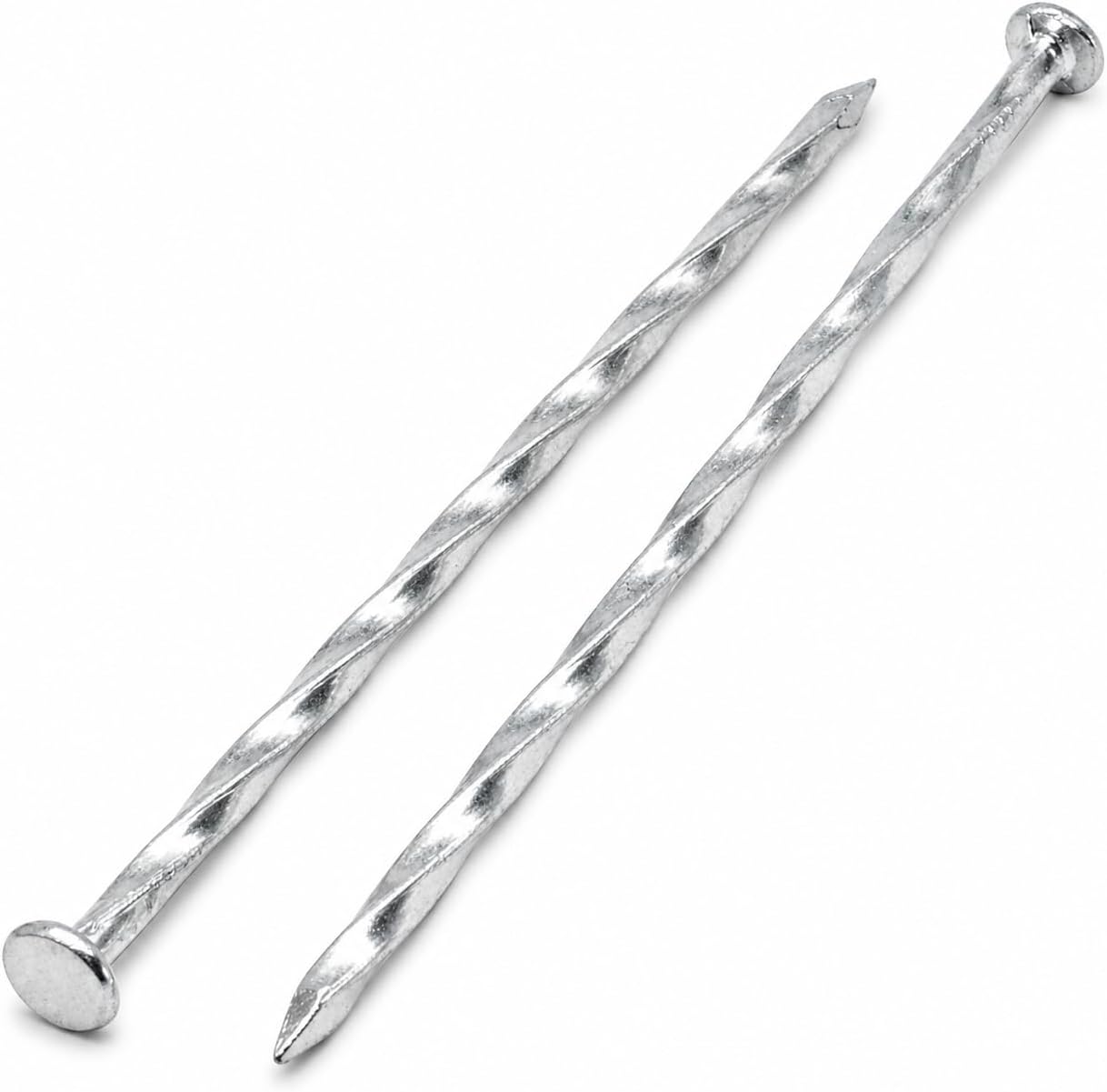 (Pack of 50) Square Twisted Steel Nails 5/32" x 4" (4.0 x 100 mm), Zinc Plated Steel Nails, Woodworking Nails, Square Twist Nails
