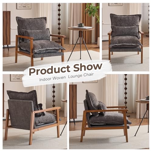 Sillón Chenille Gris con Diseño Fruncido miniatura 6