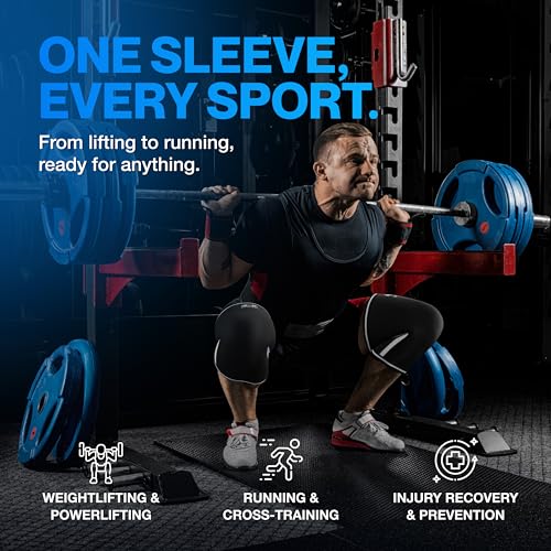 Image of Modvel 7mm Neoprene Knee Sleeves for Men & Women Weightlifting & Powerlifting - Compression Knee Sleeve Support for Squats, Gym, Training - USPA, IPL Approved - X-Large Black /white (Pair)