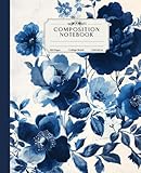 Composition Notebook College Ruled: Vintage Blue Flowers Design, Perfect for Students, Writers, and Professionals