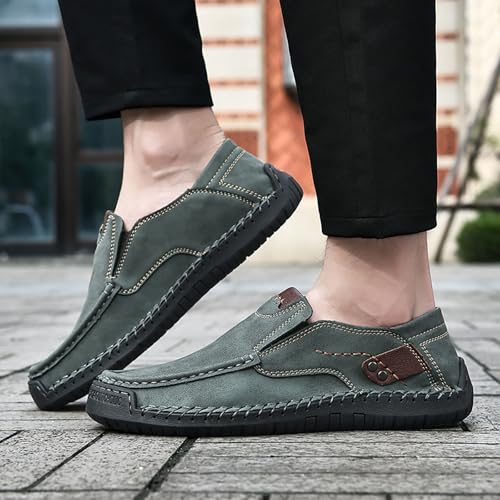 Mens Loafers Casual Slip on Shoes Business Lightweight Refreshing Classic Slippers Walking Driving Dark Green4