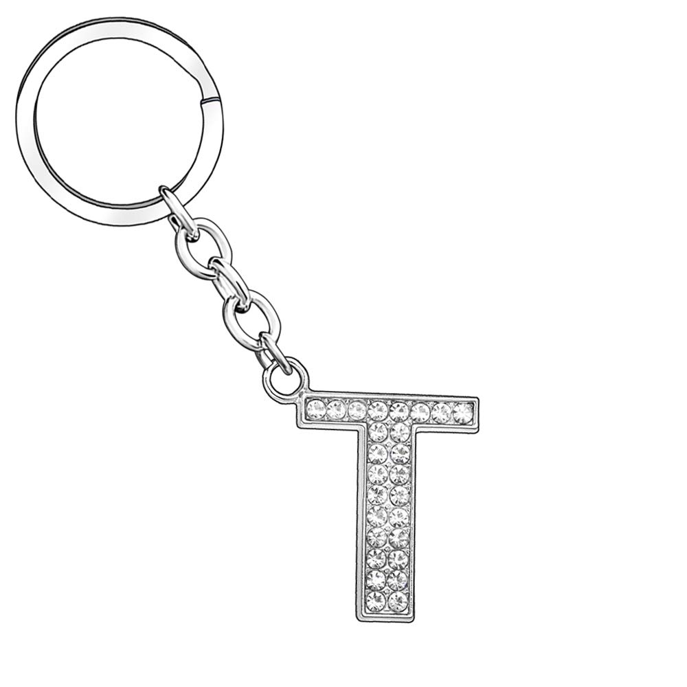 A B C D E F G H I J K L M N O P Q R S T U V W X Y Z Letter Keyring Keychain for Women Girl Family Best Friend Silver Crystal Jewellery